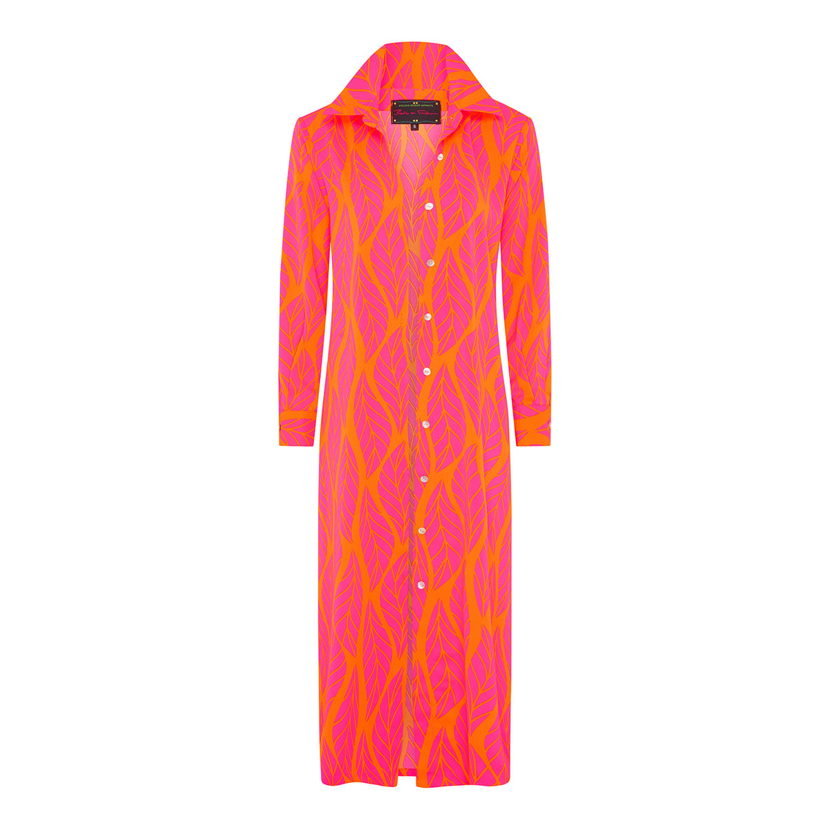 Pink Orange Palmetto Shirt Dress