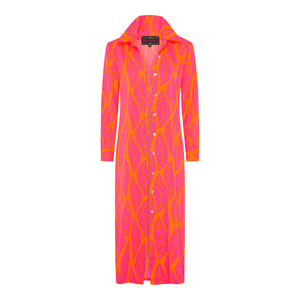 Pink Orange Palmetto Shirt Dress