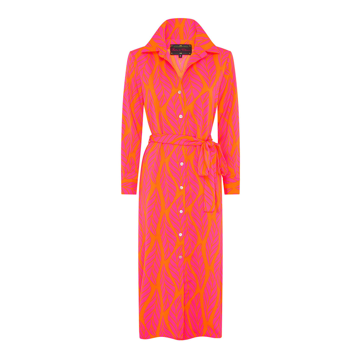 Pink Orange Palmetto Shirt Dress