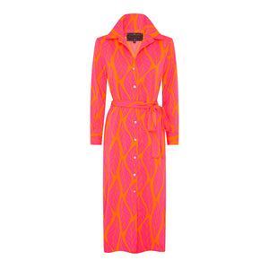 Pink Orange Palmetto Shirt Dress