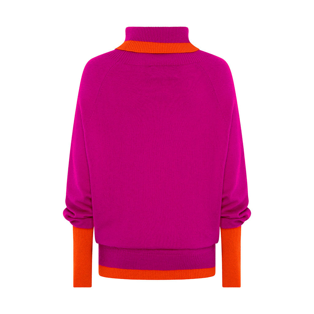 Pink Cashmere Roll Neck Jumper