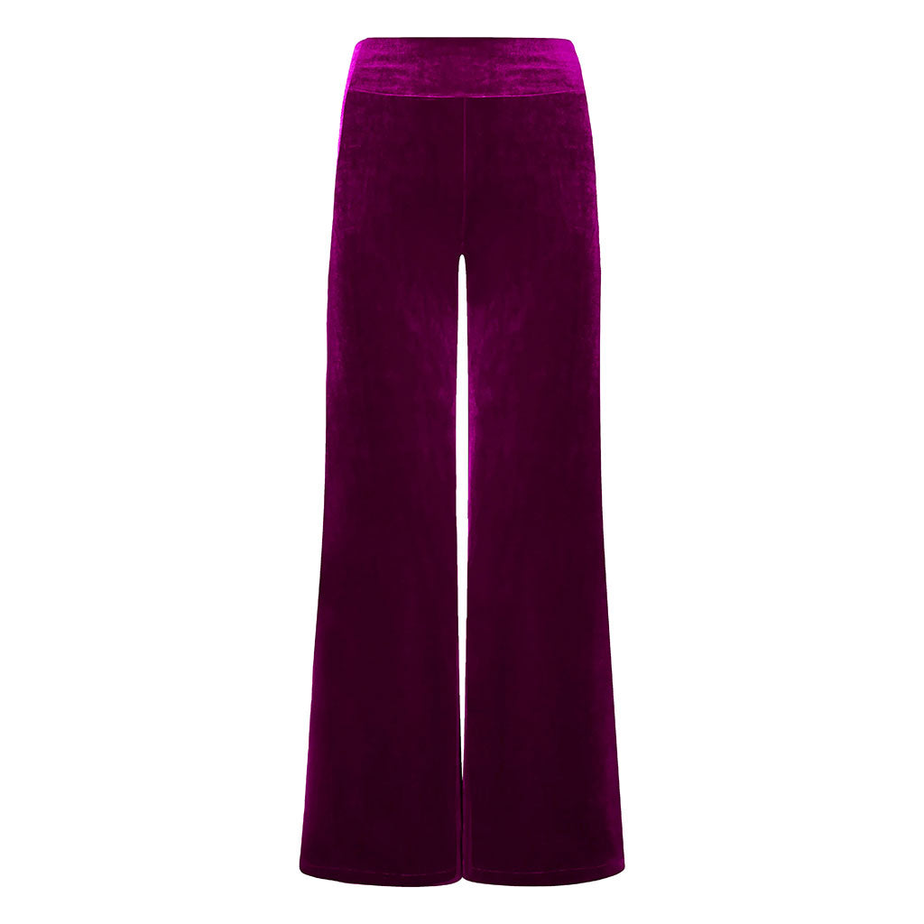 Pink Velvet Flare Trousers