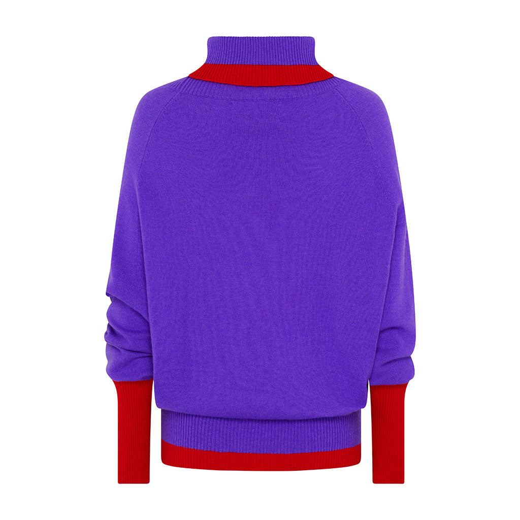 Purple Cashmere Roll Neck Jumper