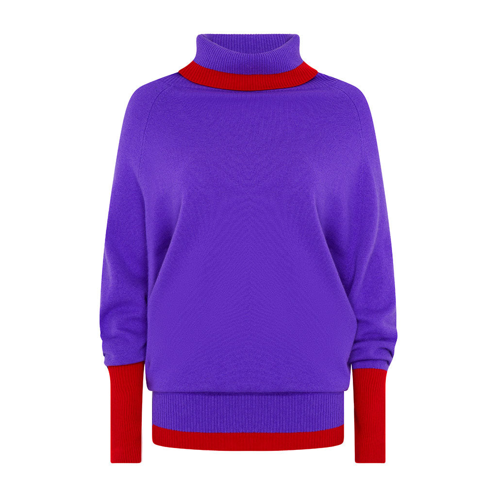 Purple Cashmere Roll Neck Jumper