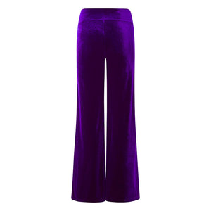 Purple Velvet Wide Flare Trousers
