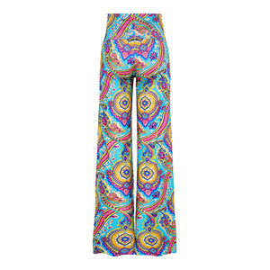 Riviera Paisley Wide Stretch Flare Trousers