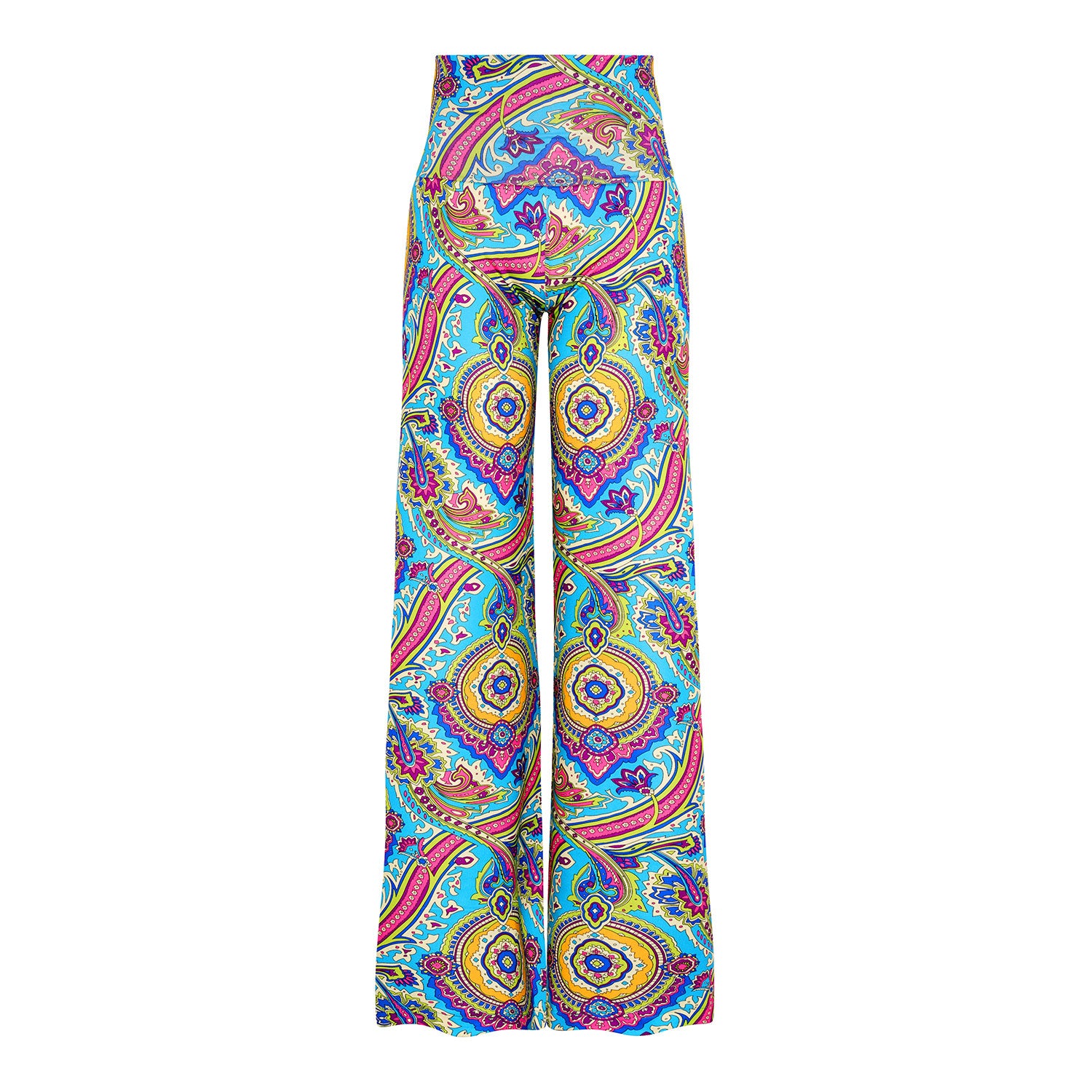 Riviera Paisley Wide Stretch Flare Trousers