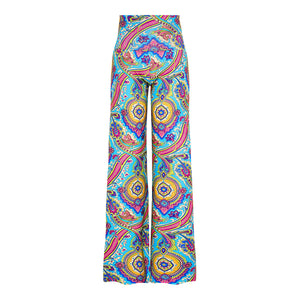 Riviera Paisley Wide Stretch Flare Trousers
