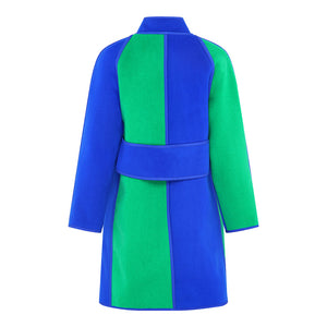 Royal Blue/Green Oversized Cashmere Mix Space Coat