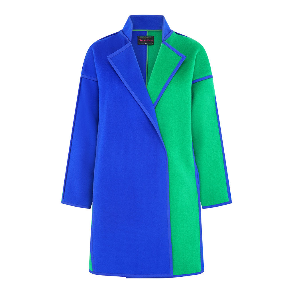 Royal Blue/Green Oversized Cashmere Mix Space Coat