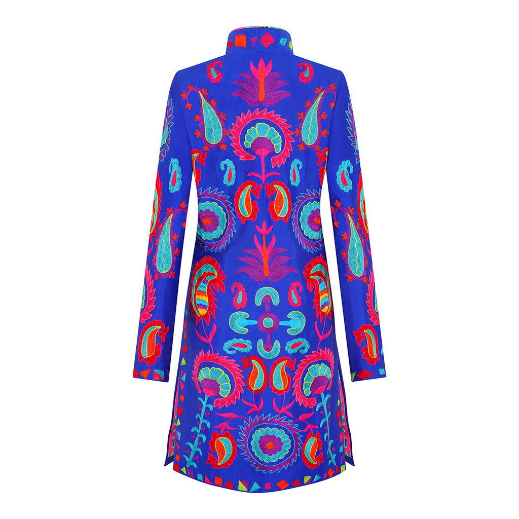 Royal Blue Samarkand Nehru Jacket