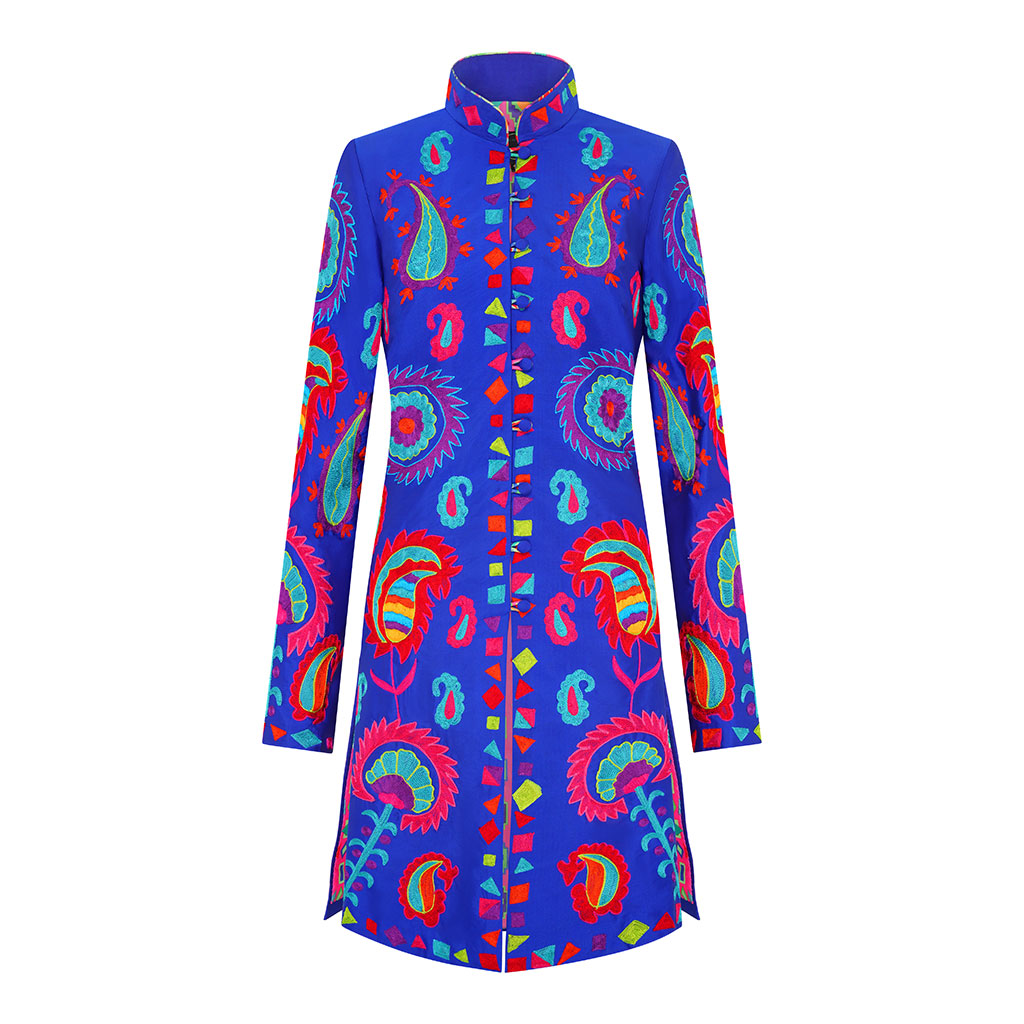 Royal Blue Samarkand Nehru Jacket