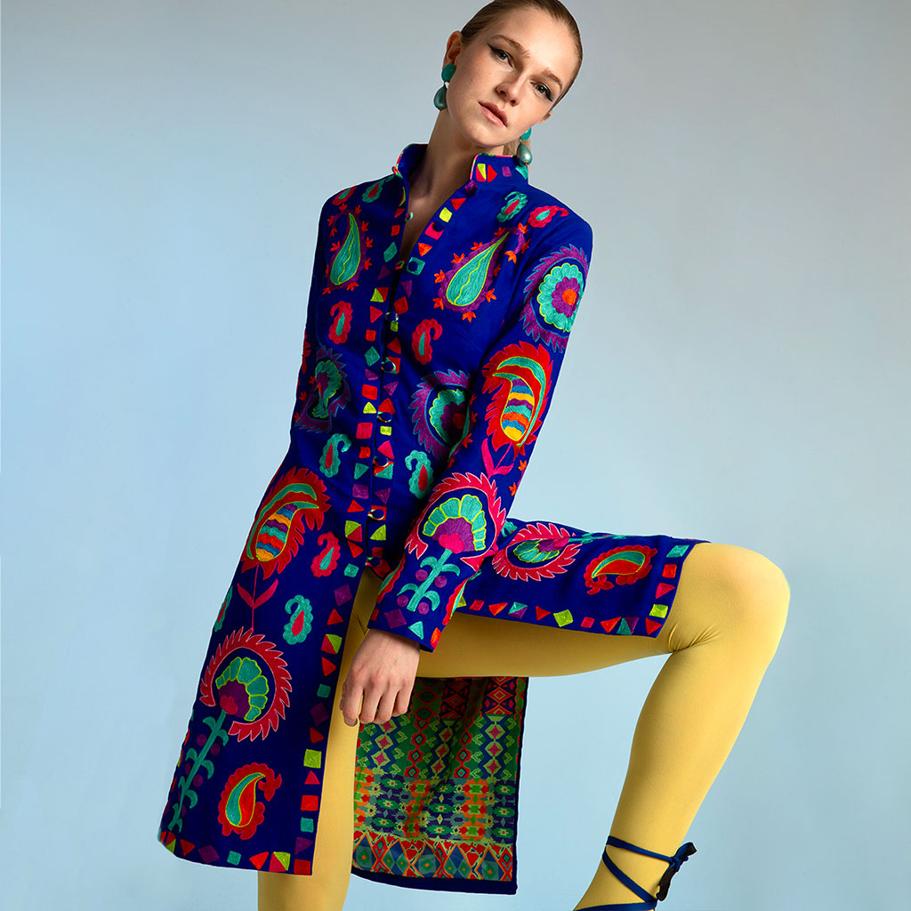 Royal Blue Samarkand Nehru Jacket