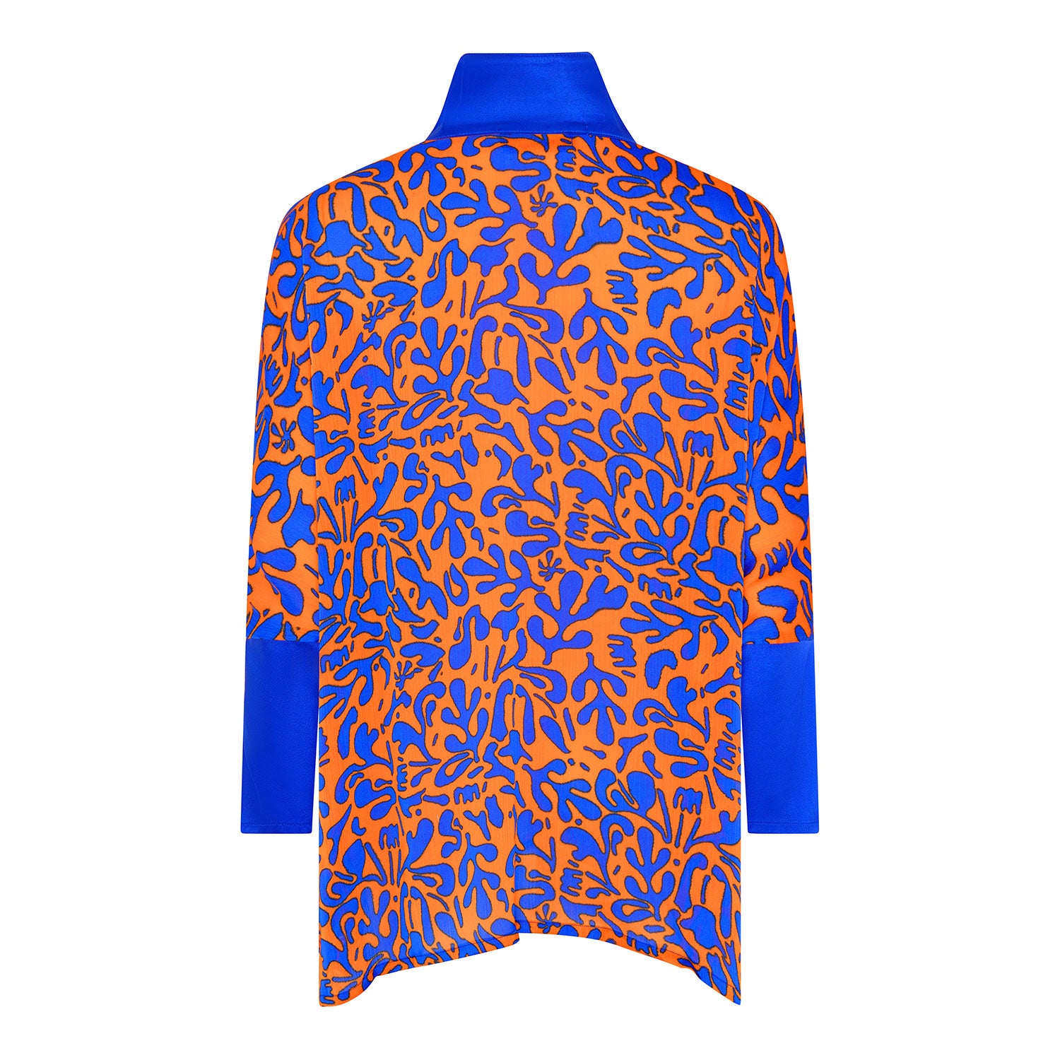 Royal/Orange Coral Print Oversized Shirt
