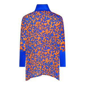 Royal/Orange Coral Print Oversized Shirt
