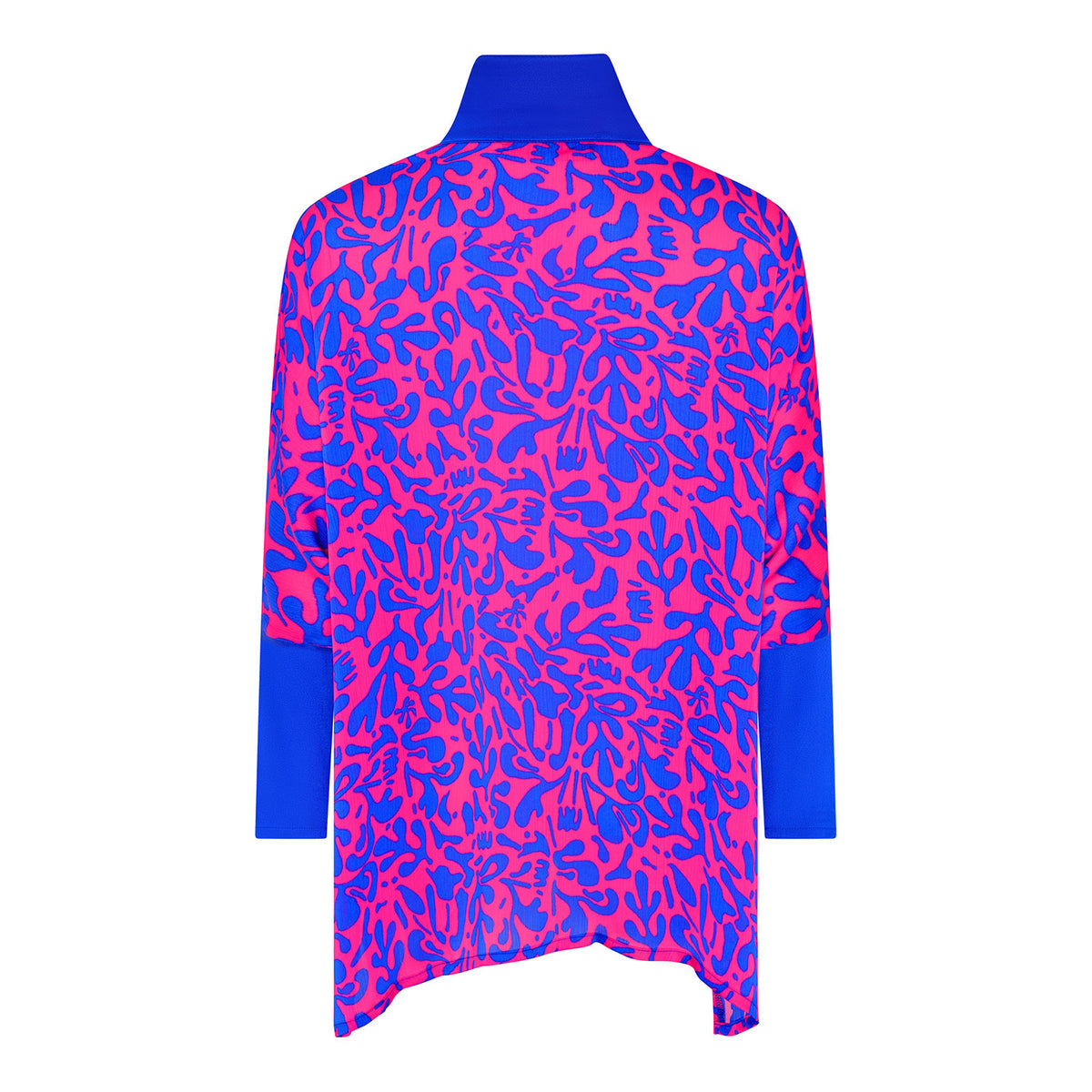 Royal/Pink Coral Print Oversized Shirt