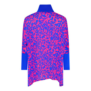 Royal/Pink Coral Print Oversized Shirt