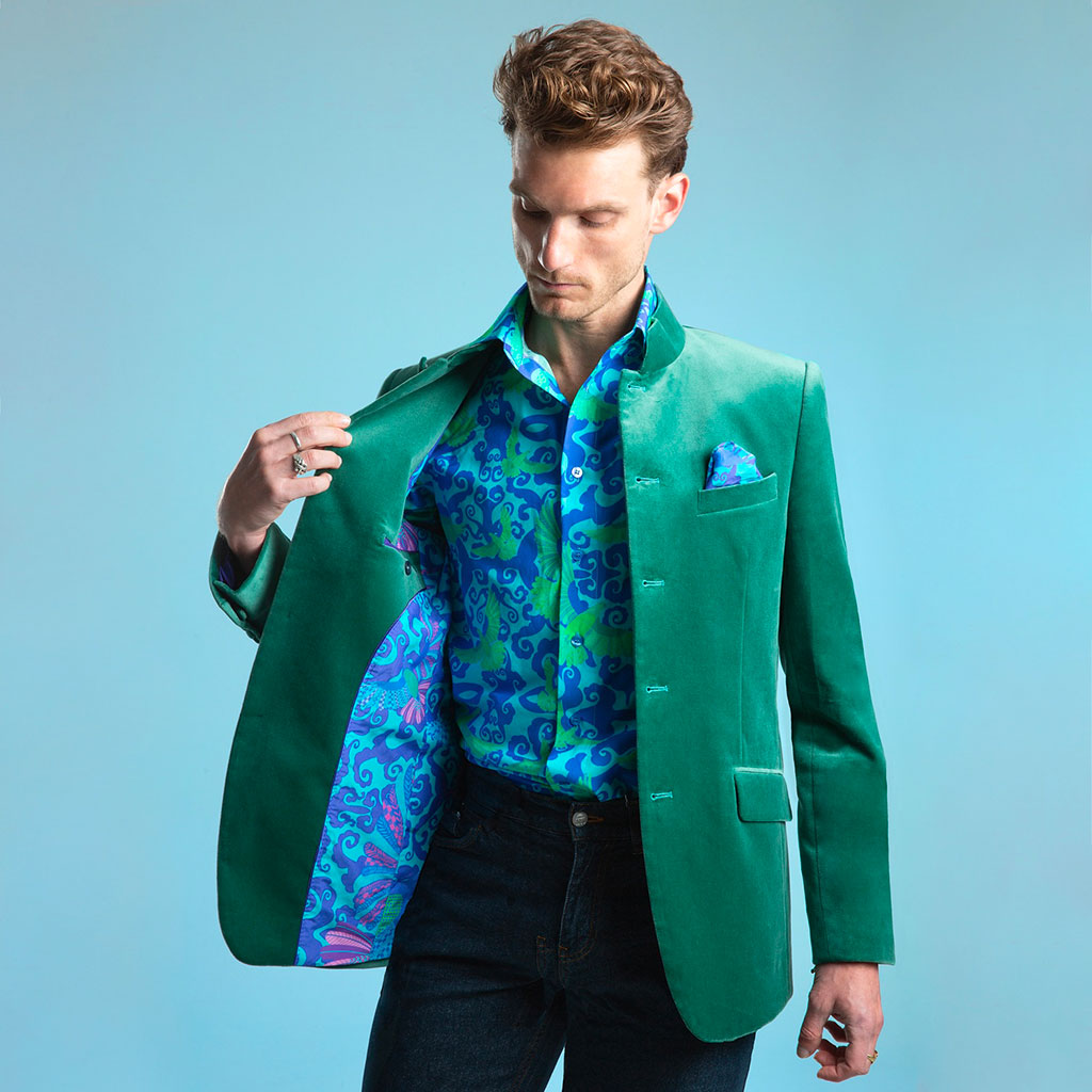 Sage Mughal Mens Velvet Jacket