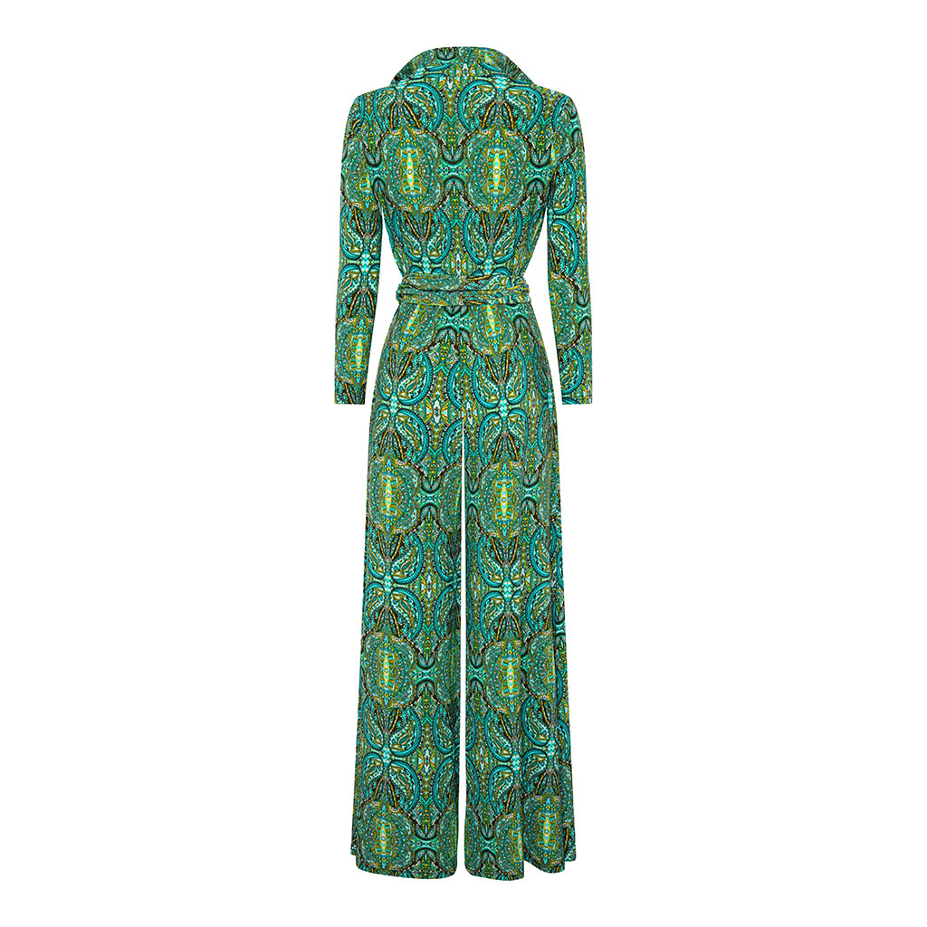 Sage Paisley Wide Leg Jumpsuit