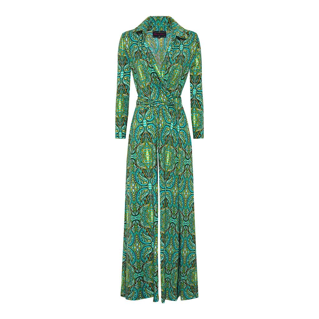 Sage Paisley Wide Leg Jumpsuit