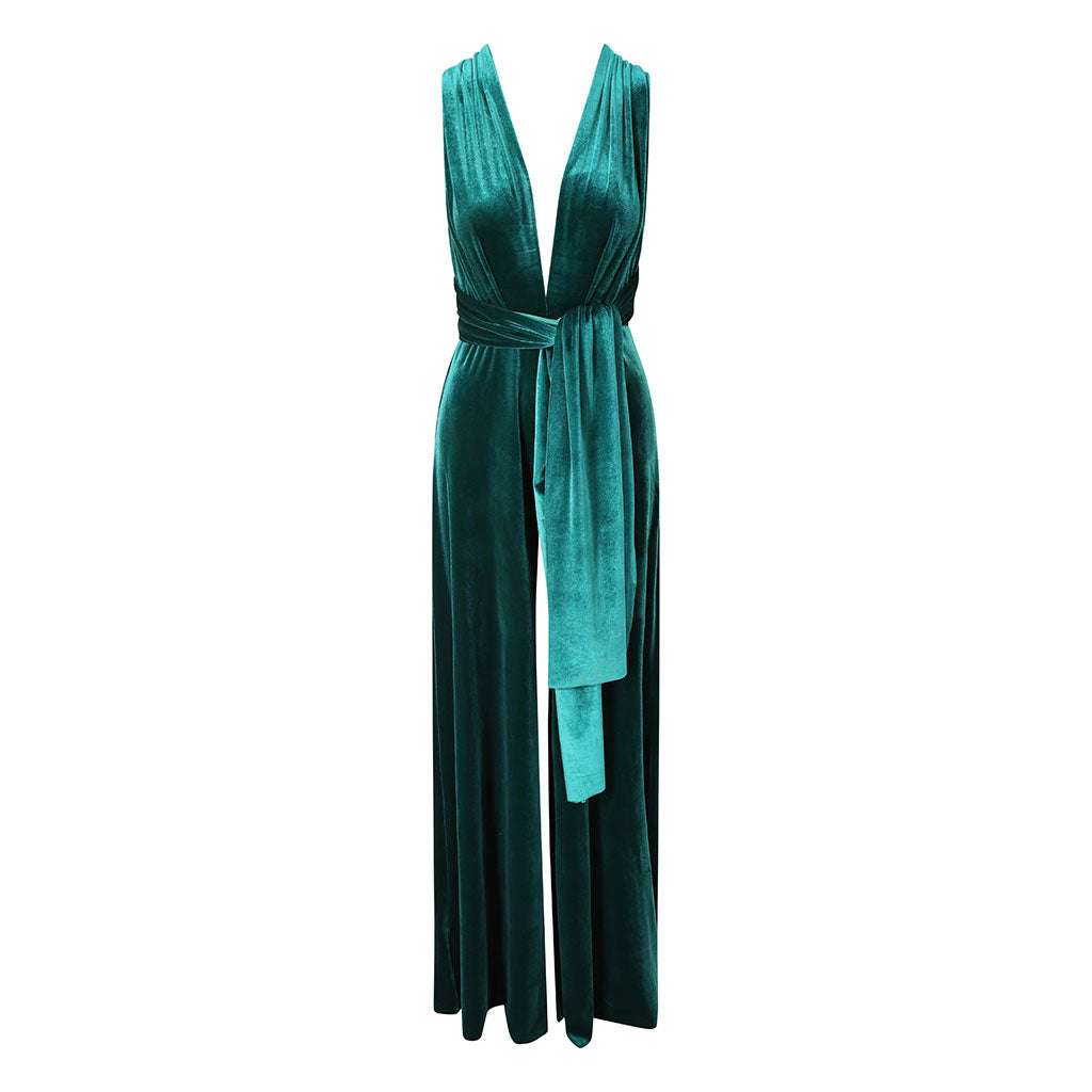 Teal Velvet Jumpsuit