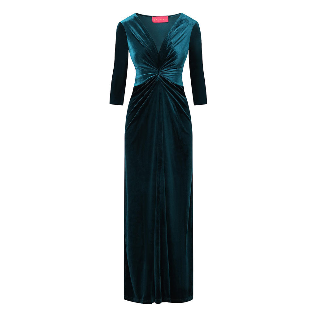 Teal Velvet Maxi Lola Dress - Beatrice von Tresckow Designs Teal Velvet Maxi Lola Dress - Beatrice von Tresckow Designs