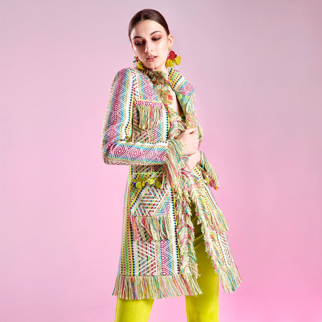 Technicolour Fringed Lacy Coat