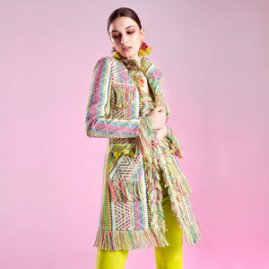 Technicolour Fringed Lacy Coat