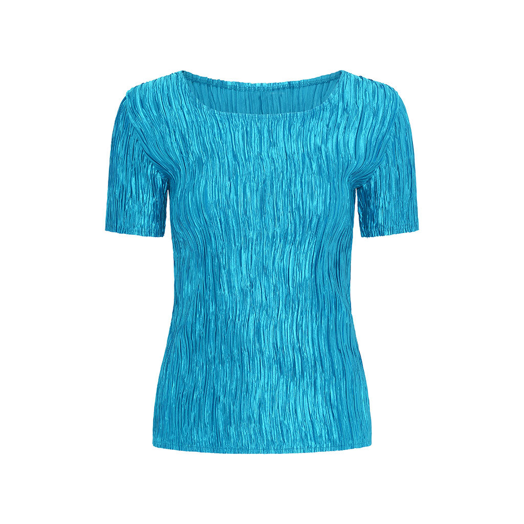 Turquoise Veronique Crinkle Top