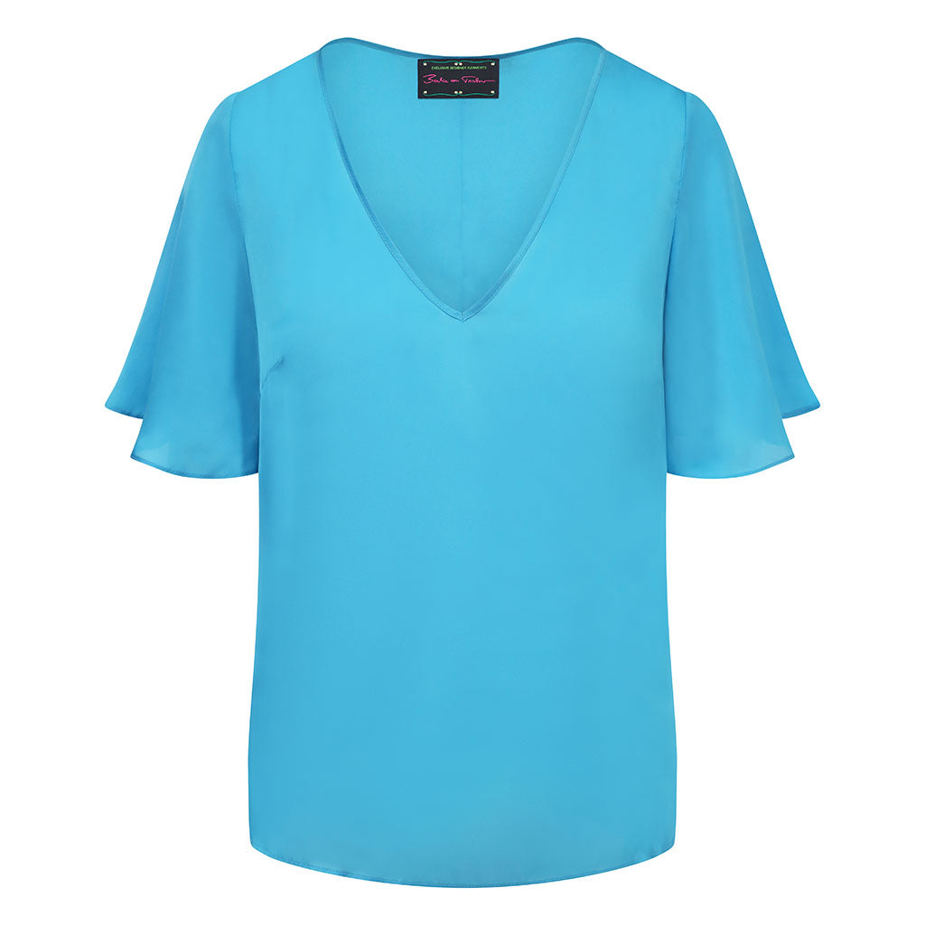 Turquoise Flare Sleeve Top
