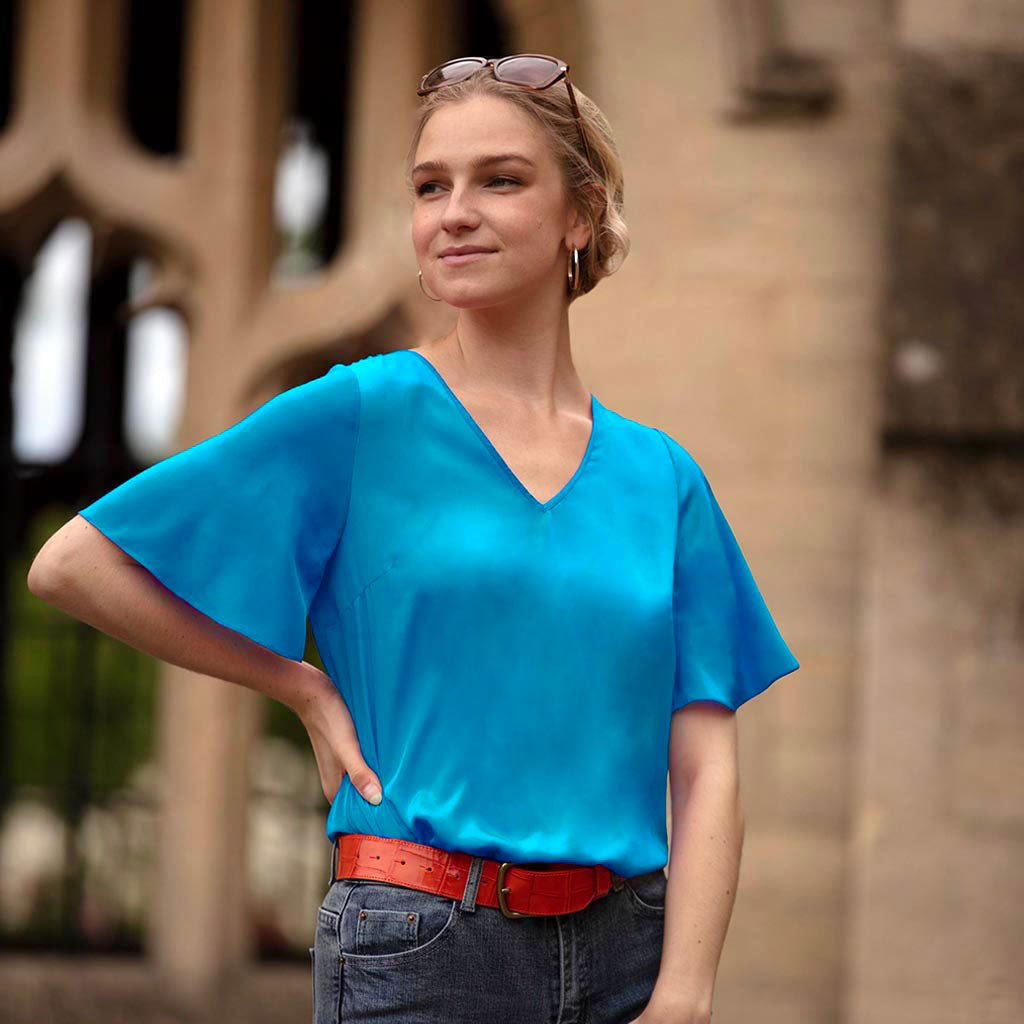 Turquoise Flare Sleeve Top
