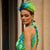 Turquoise/Lime Feather Halo Headband