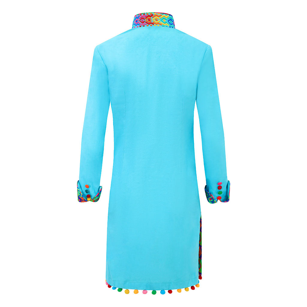 Turquoise Verdon Linen Nehru Jacket