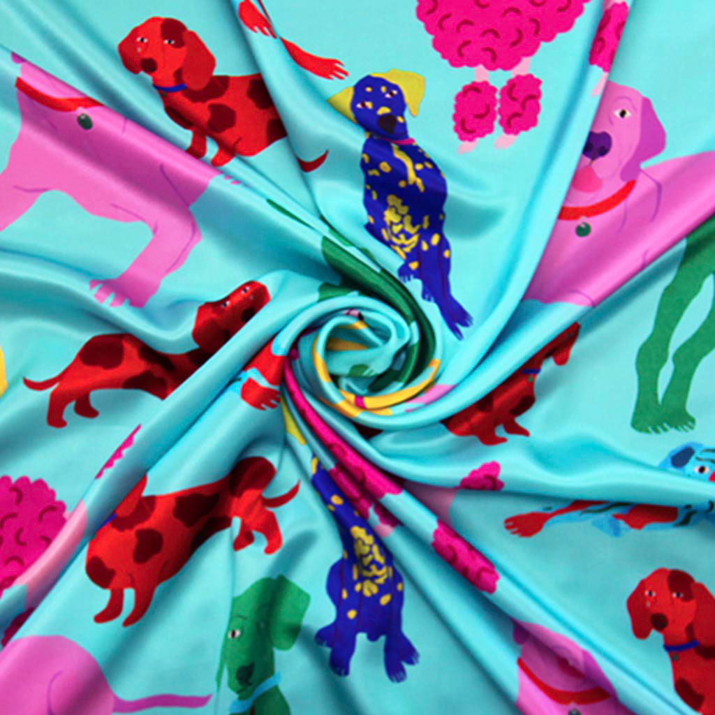 Turquoise Poochie Square Silk Scarf