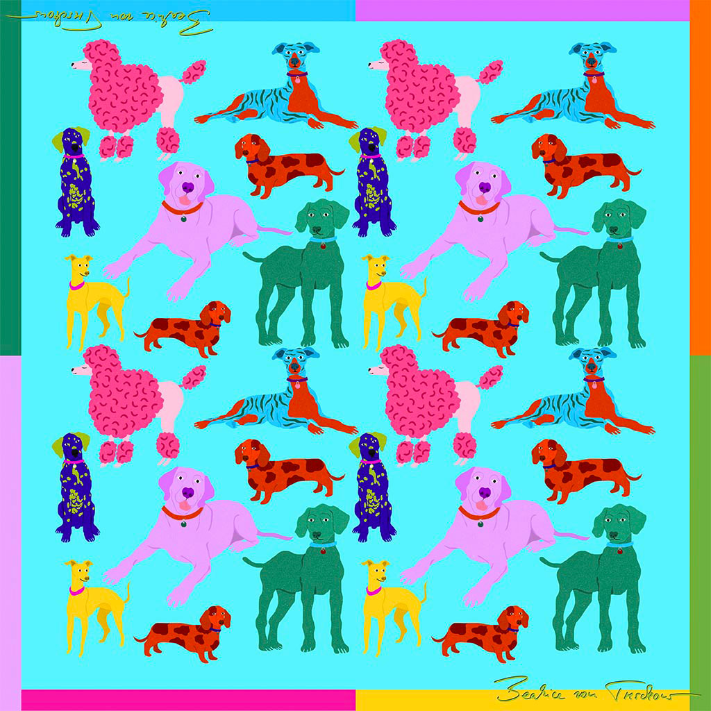 Turquoise Poochie Square Silk Scarf