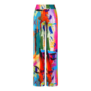 Brush Stroke Wide Stretch Flare Trousers