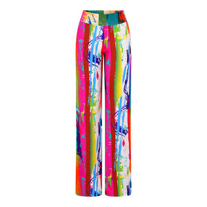 Brush Stroke Wide Stretch Flare Trousers