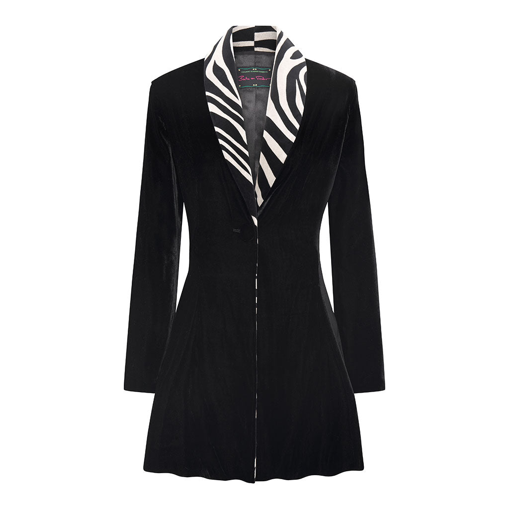 Zebra/Black Tiber Velvet Swing Jacket