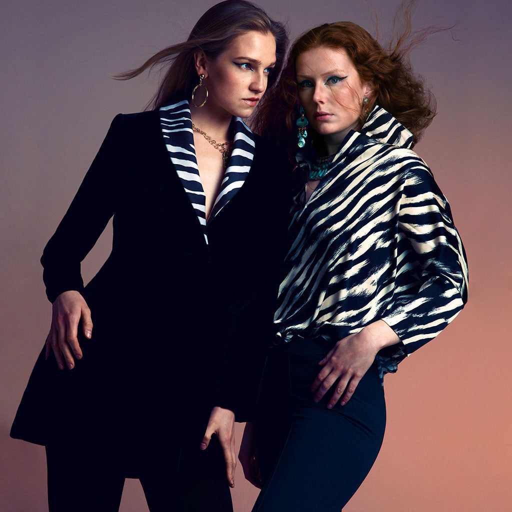 Zebra/Black Tiber Velvet Swing Jacket