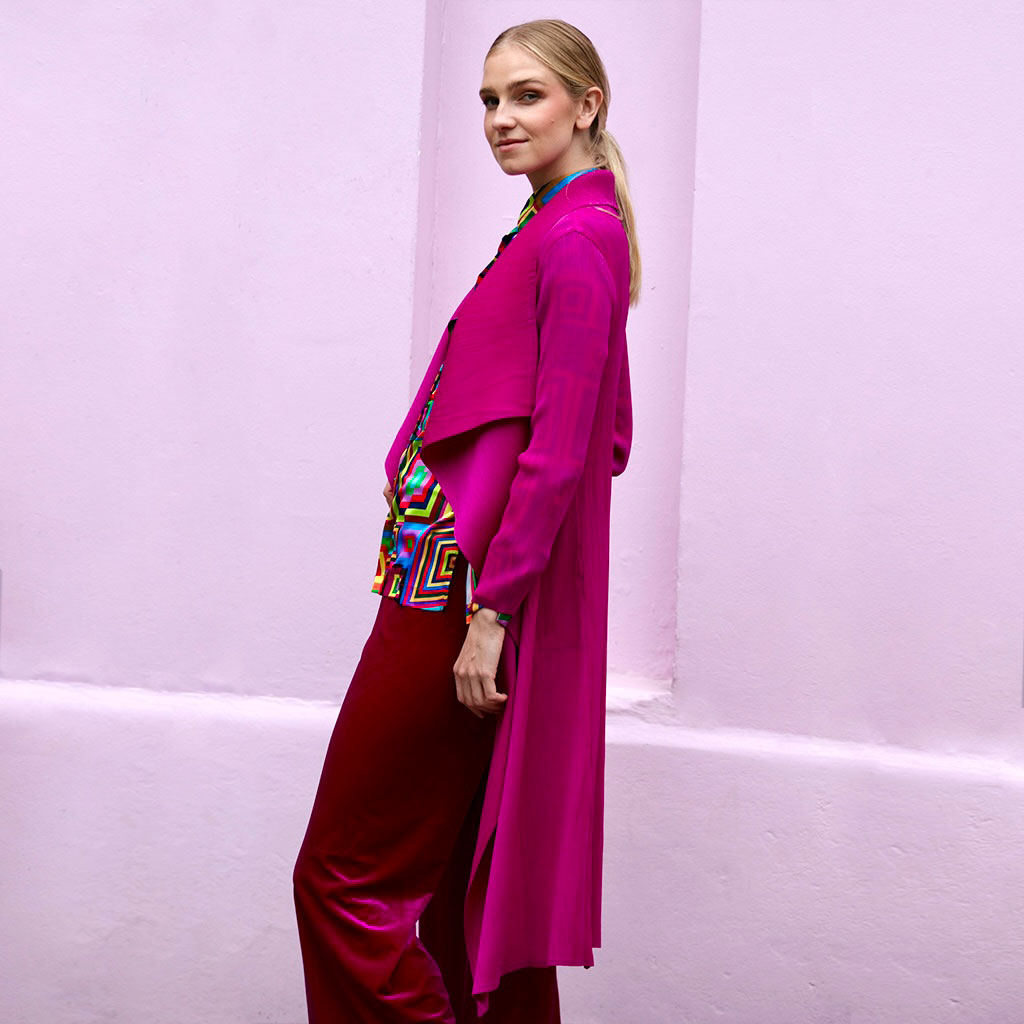 Magenta Waterfall Crinkle Coat