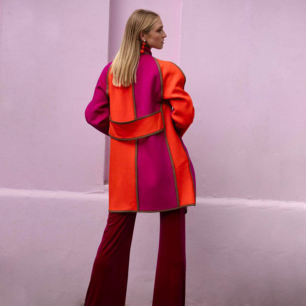 Orange/Pink Cashmere Mix Space Coat - Beatrice von Tresckow Designs