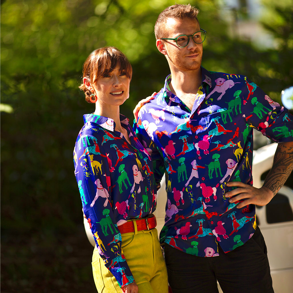 Navy Poochies Mens Cotton Shirt