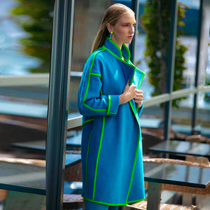 Turquoise Cashmere Mix Space Coat