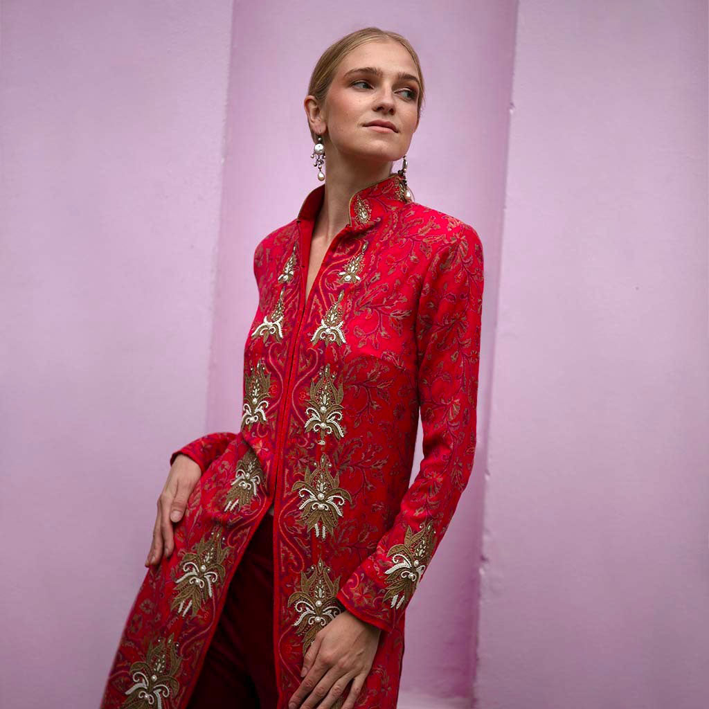 Raspberry Royale Paisley Shawl Jacket