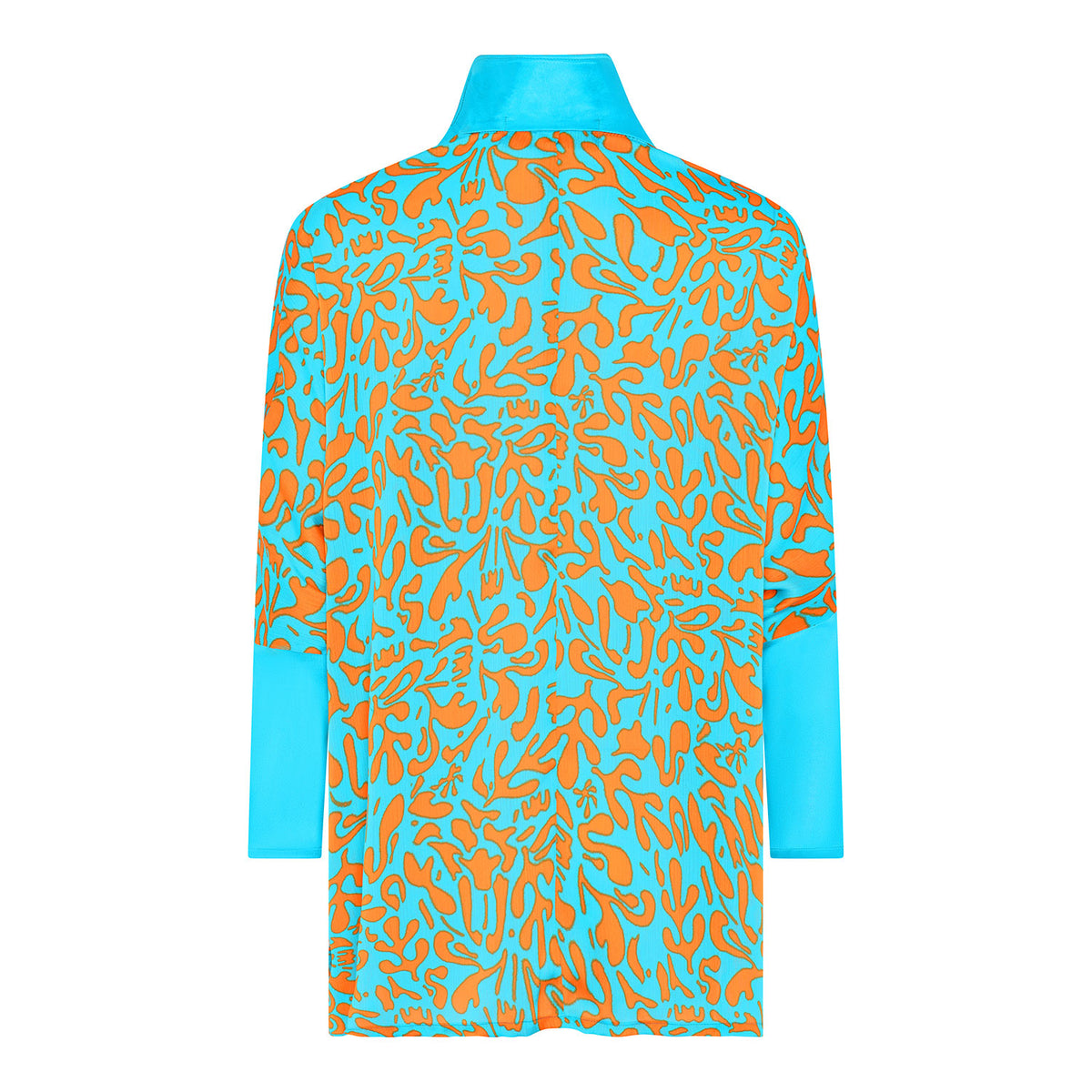 Turquoise/Orange Coral Print Oversized Shirt