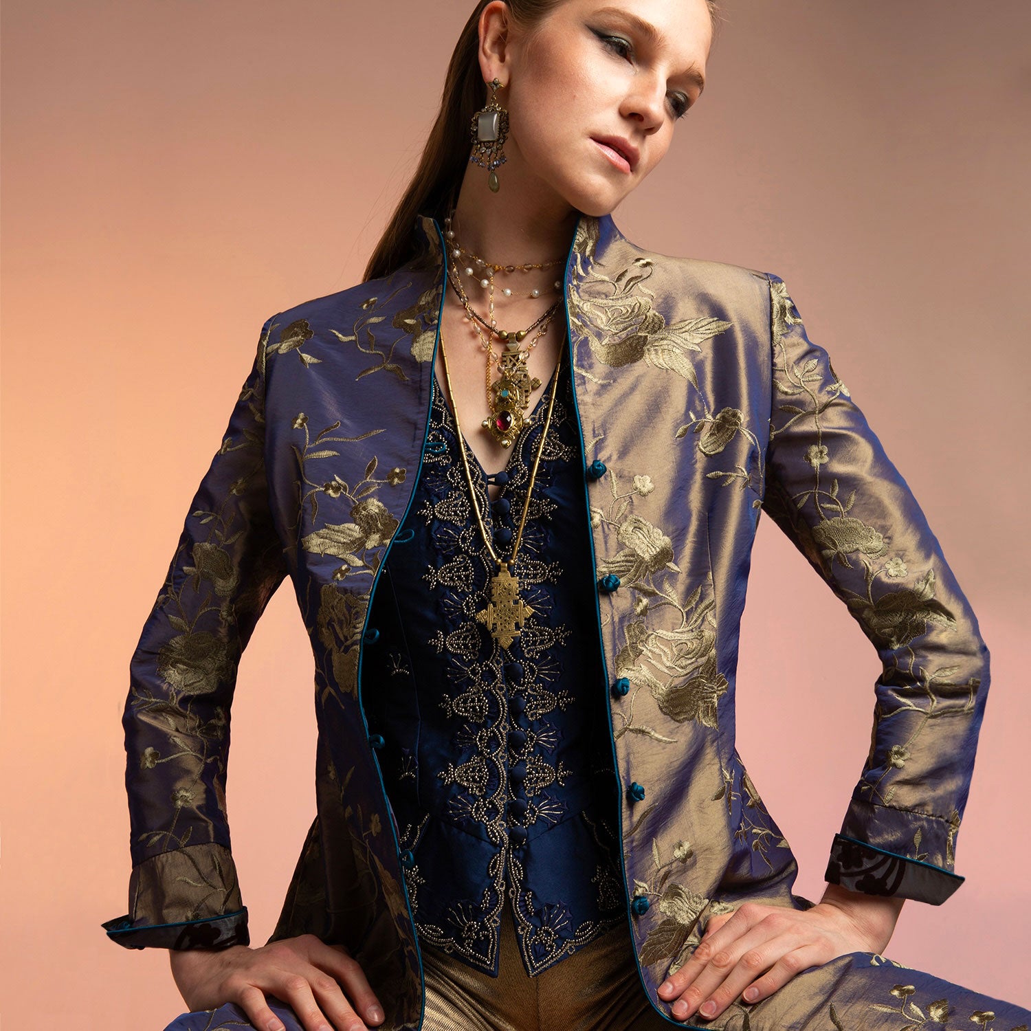 Bronze/Teal Embroidered Holden Jacket