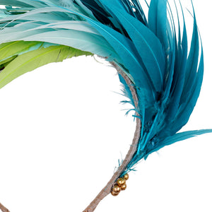 Turquoise/Lime Feather Halo Headband