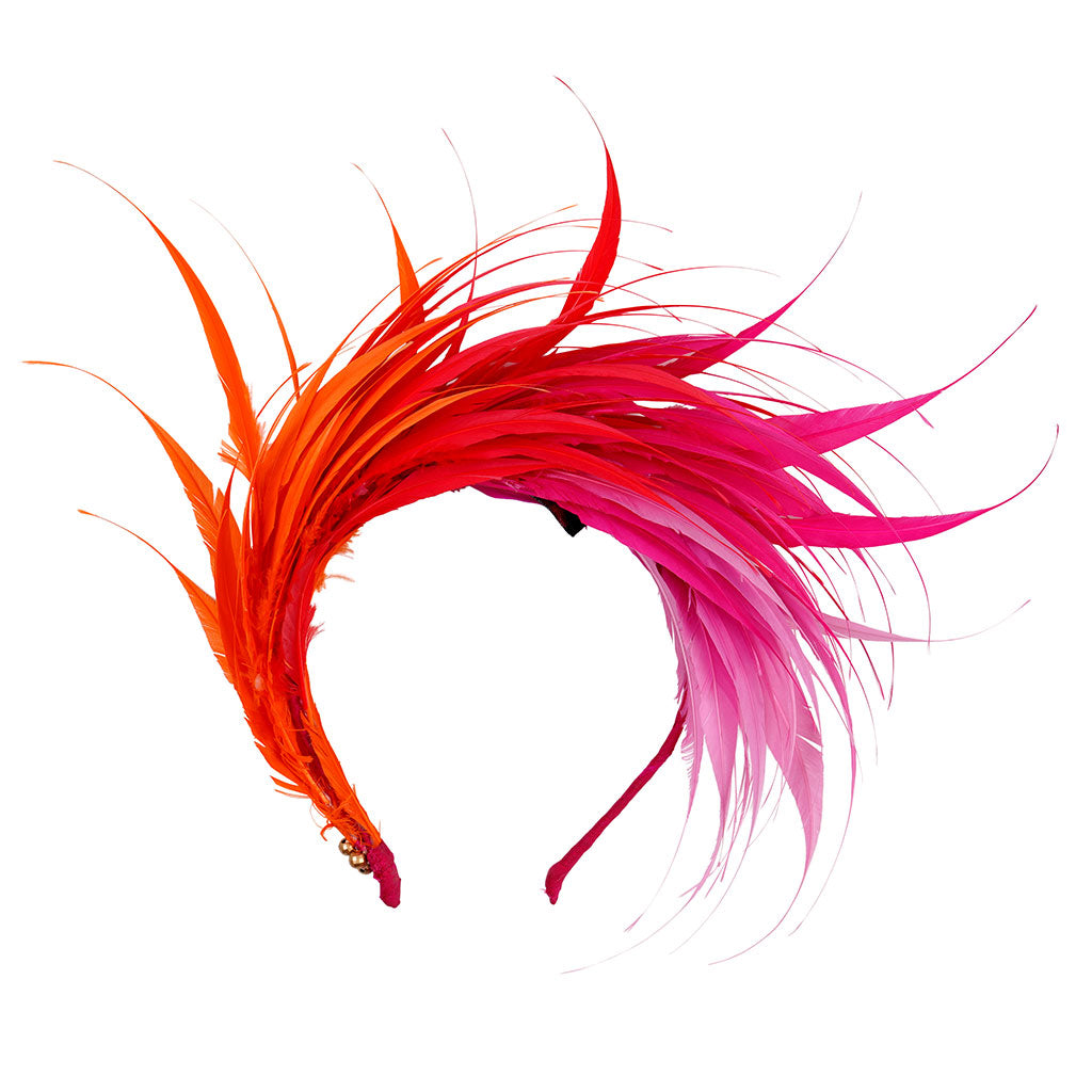 Pink/Orange Feather Halo Headband